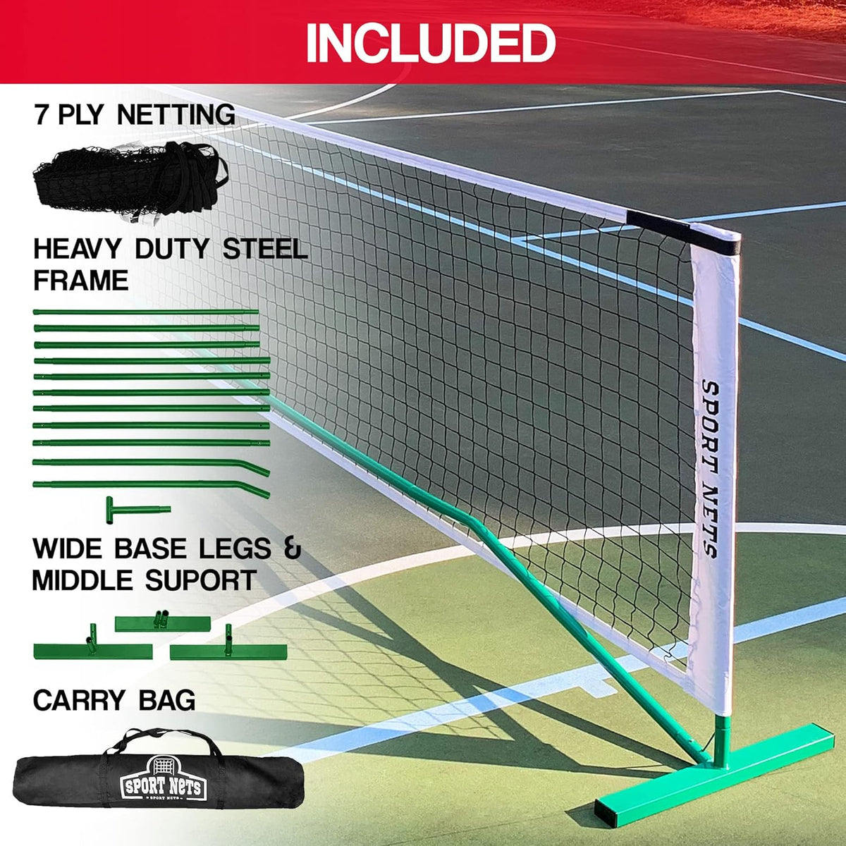 Portable Regulation Size Pickleball Net with Carrying Bag E87142