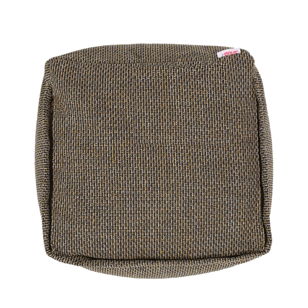 Brown Yellow Fabric Cube Pouf O7159