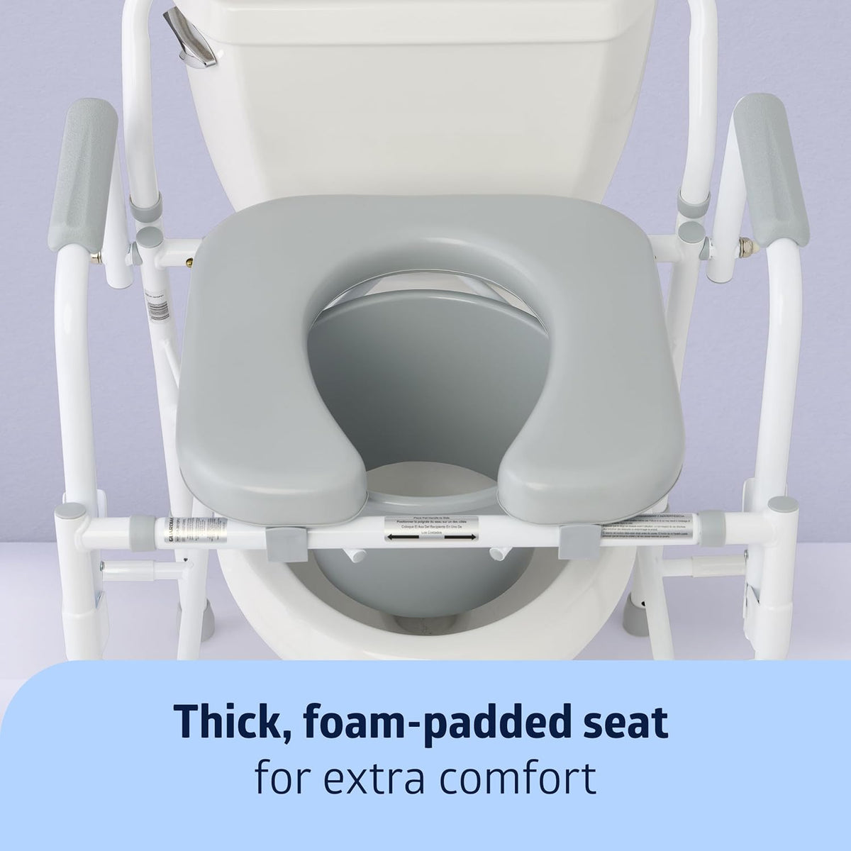 Drop Arm Commode Chair with Padded Seat, 350 lb. Weight Capacity X839