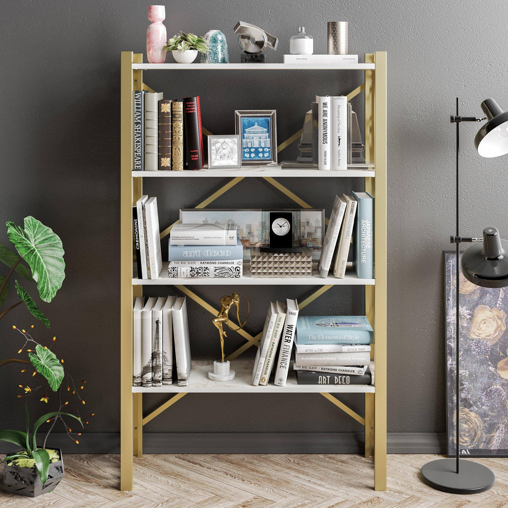 White Metal Wood Bookcase R3051