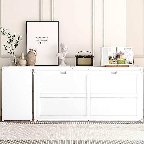 White Wood Queen Size Murphy Bed with Desk H115