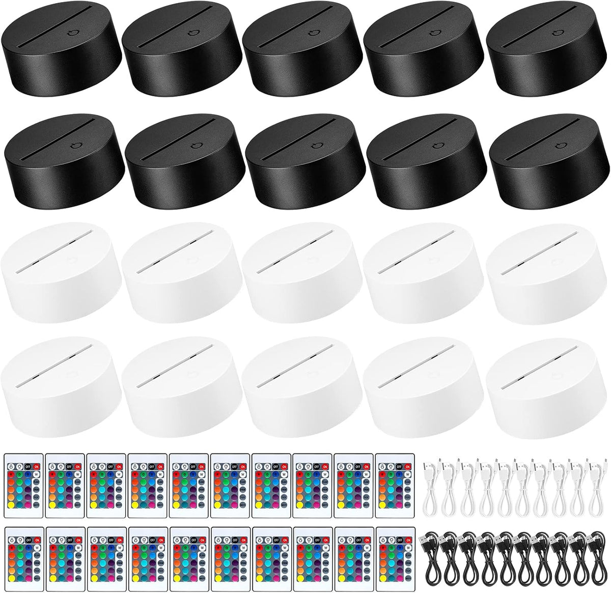 20 Pieces 3D LED Lamp Base with Remote Control and USB Cable Z1822