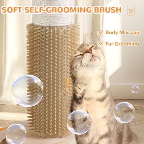 45'' Tall Sisal Rope Cat Scratching Post with Interactive Ball Toys (pink) M489