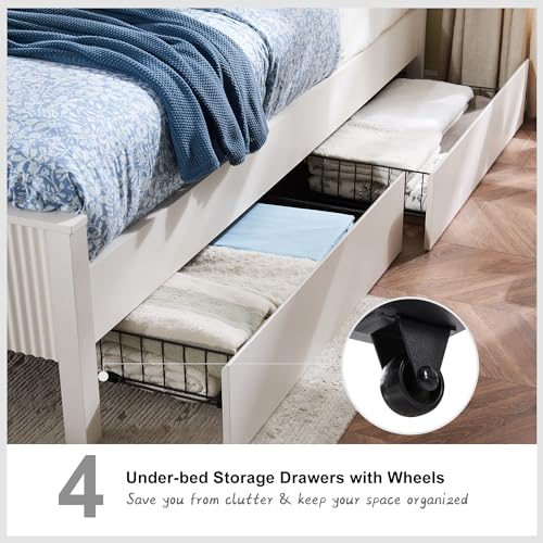 Dark Grey King Bed Frame with Bookcase Headboard and 4 Drawers R9751