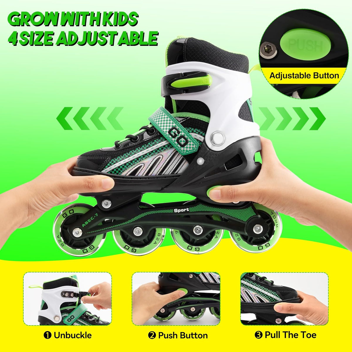 Adjustable Inline Skates with Full Light Up Wheels P742195