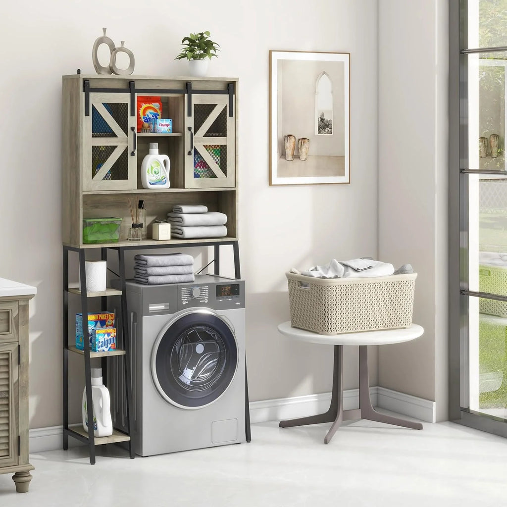 Over The Toilet Storage Cabinet with Sliding Barn Door C40024