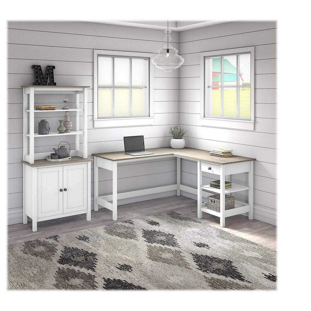 L Shaped Computer Desk with 5 Shelf Bookcase M7946
