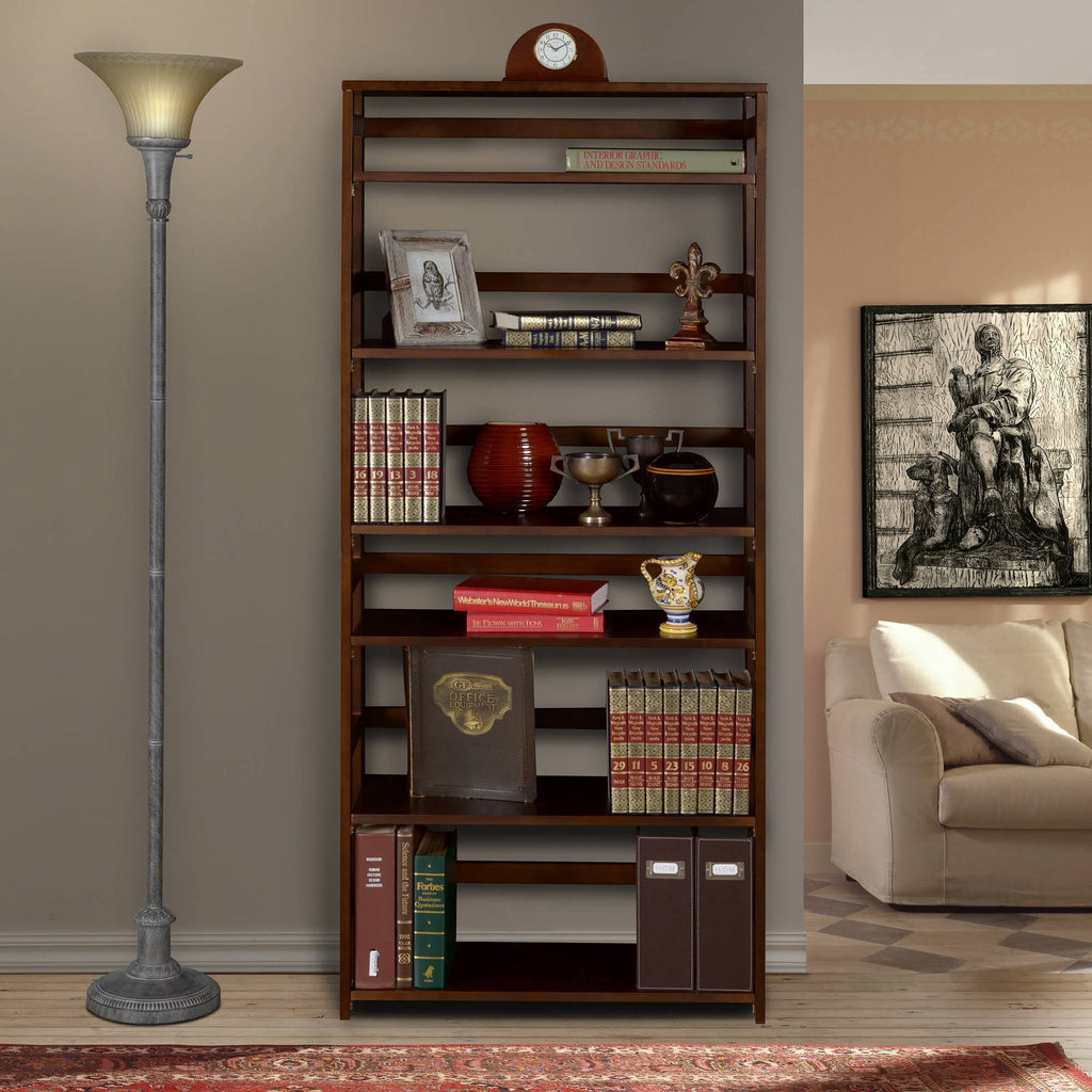 67x22 High Folding Bookcase Mocha Walnut Z777490