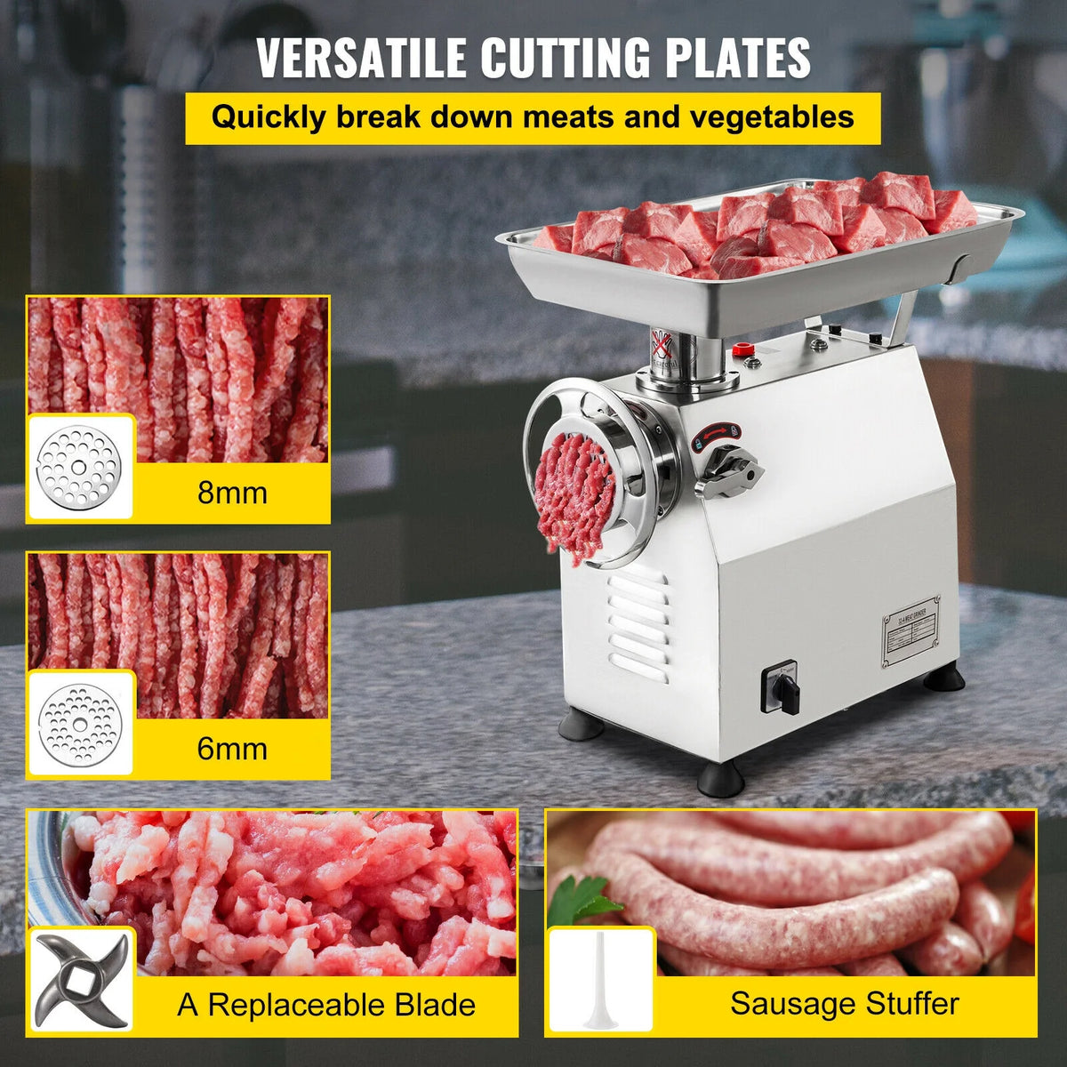 Commercial Electric Meat Grinder 2200W Stainless Steel Z924519