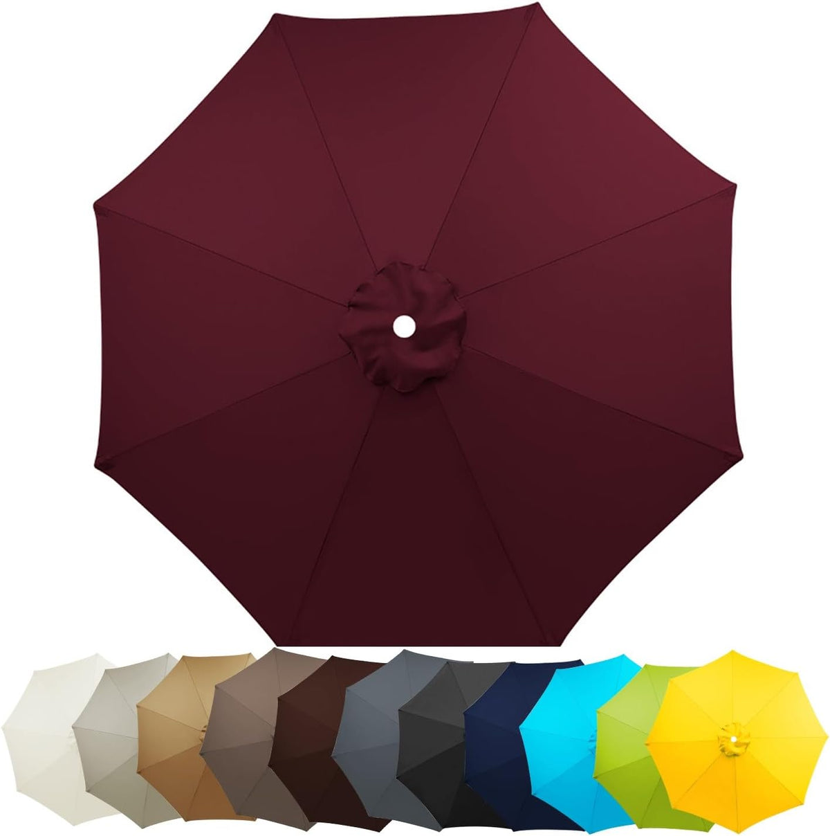 Wine Red 6.5FT 6 Ribs Patio Umbrella Replacement Top Canopy Cover C24380