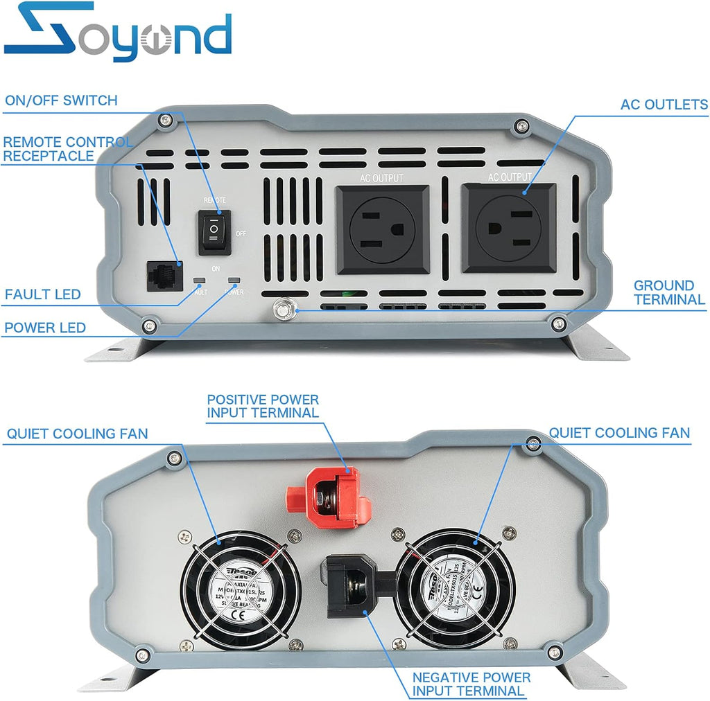 Pure Sine Wave 2000 Watt Power Inverter with Remote Controller L24626