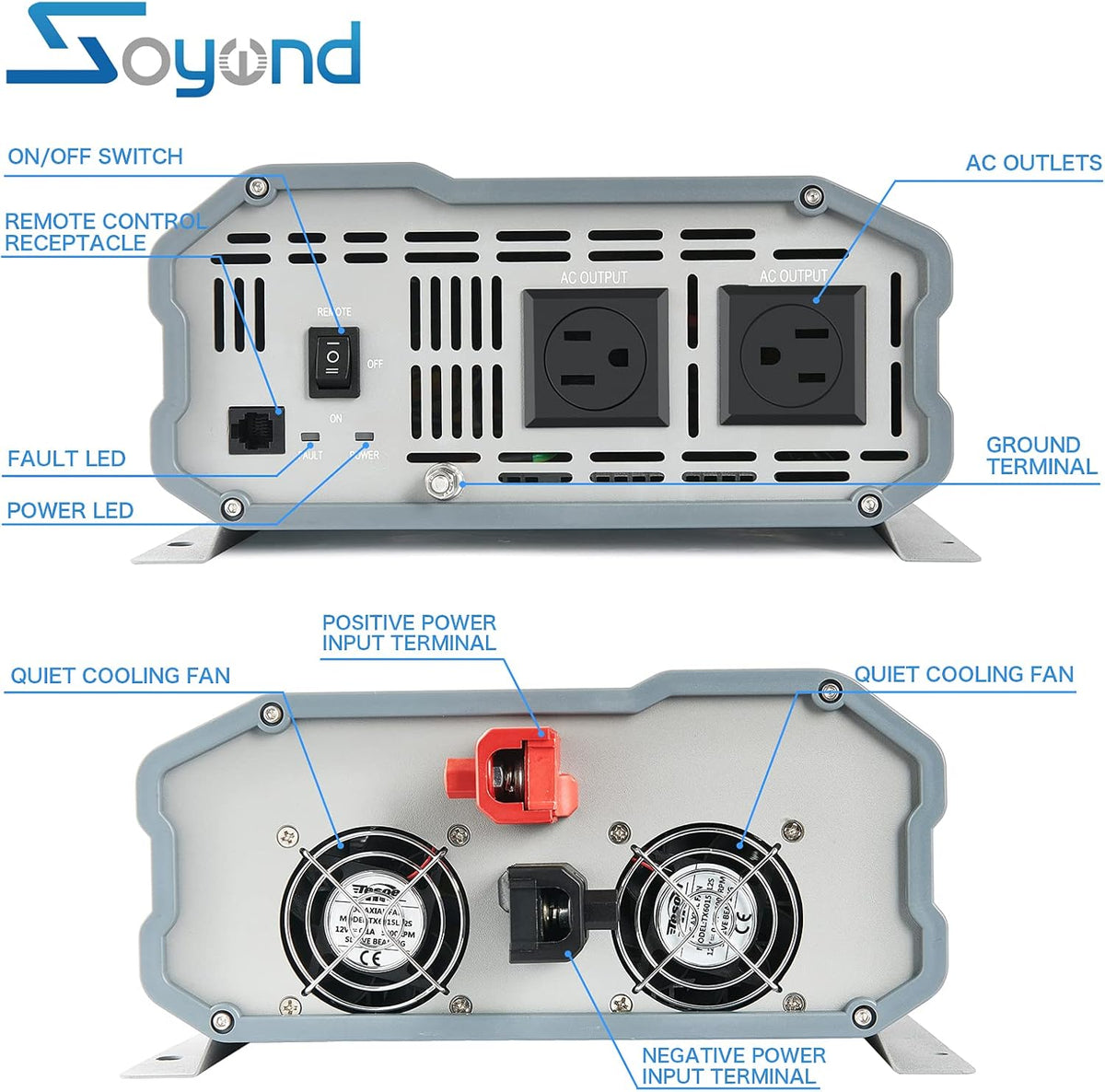 Pure Sine Wave 2000 Watt Power Inverter with Remote Controller L24626