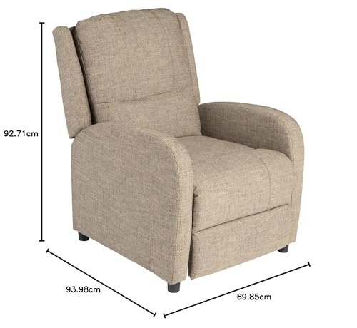 Pushback Recliner, 27.5" W x 37" D x 36.5" H, PolyHyde Upholstery I24222