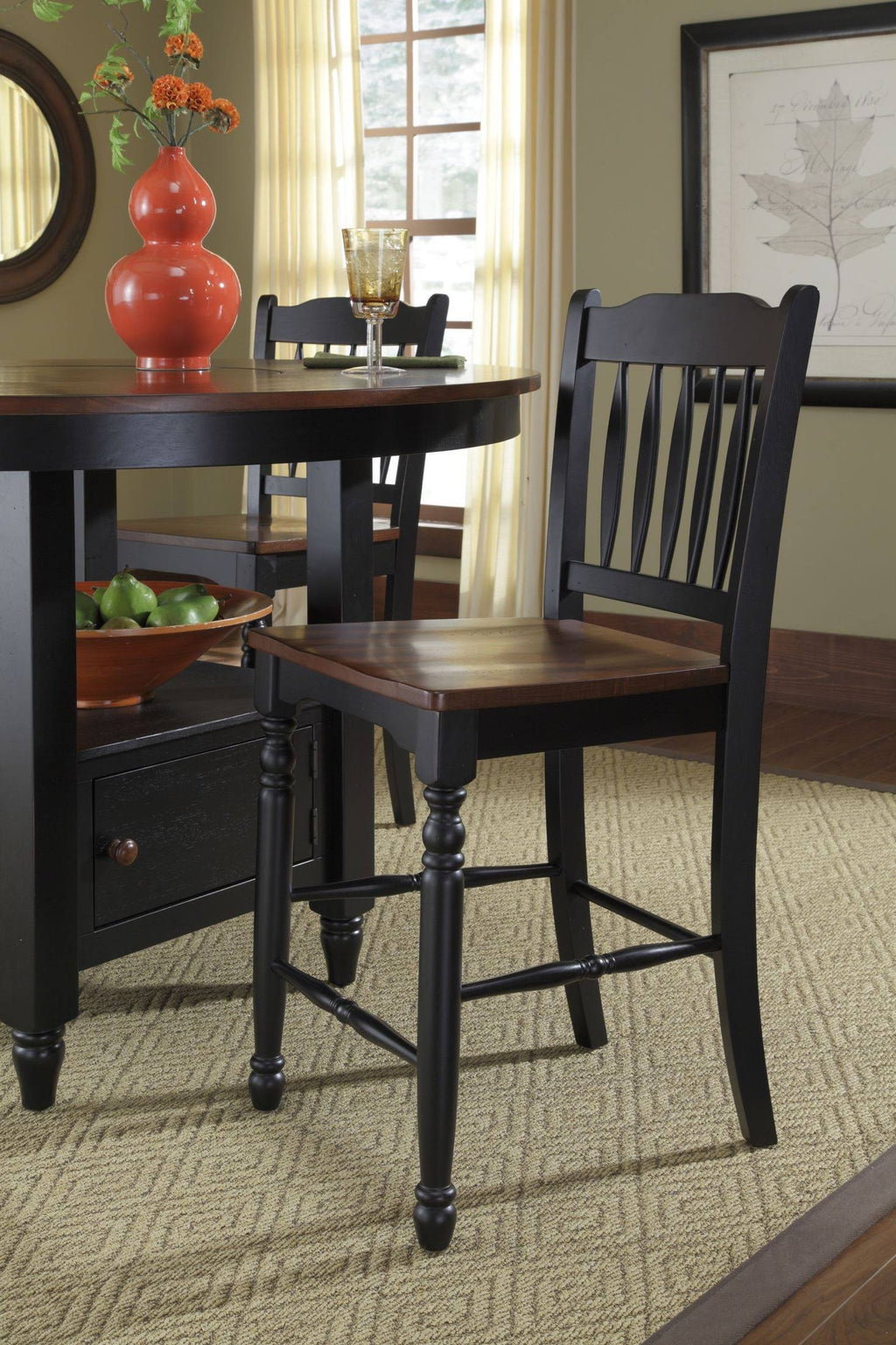 Oak-Black Slatback Counter Chair V57831