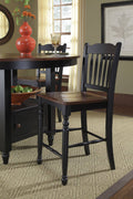 Oak-Black Slatback Counter Chair V57831
