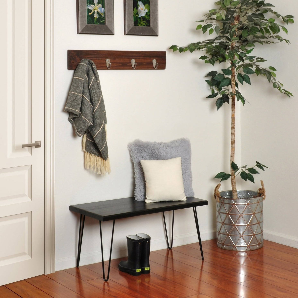 Dark Brown Wood Bench V2822