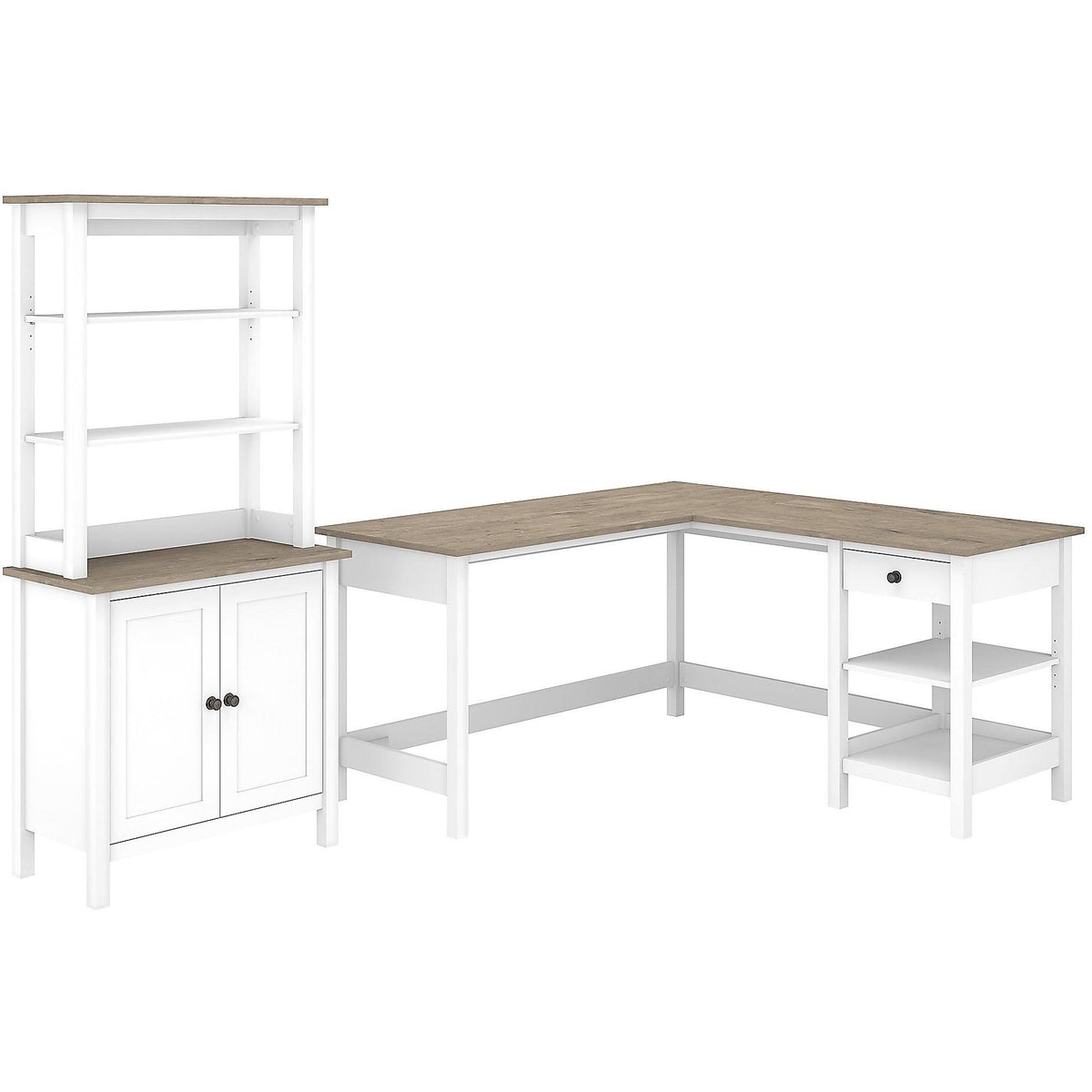 L Shaped Computer Desk with 5 Shelf Bookcase M7946