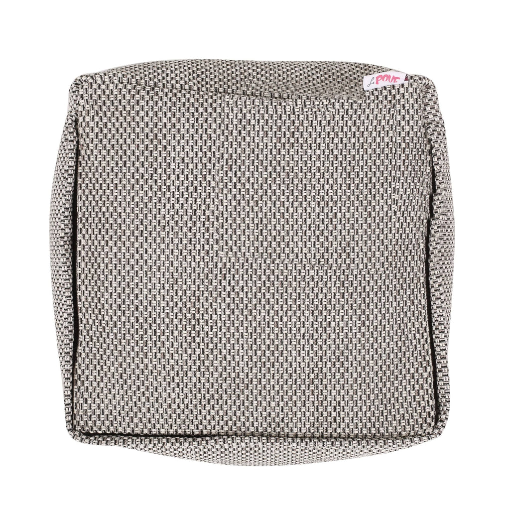 Brown Yellow Fabric Cube Pouf O7159