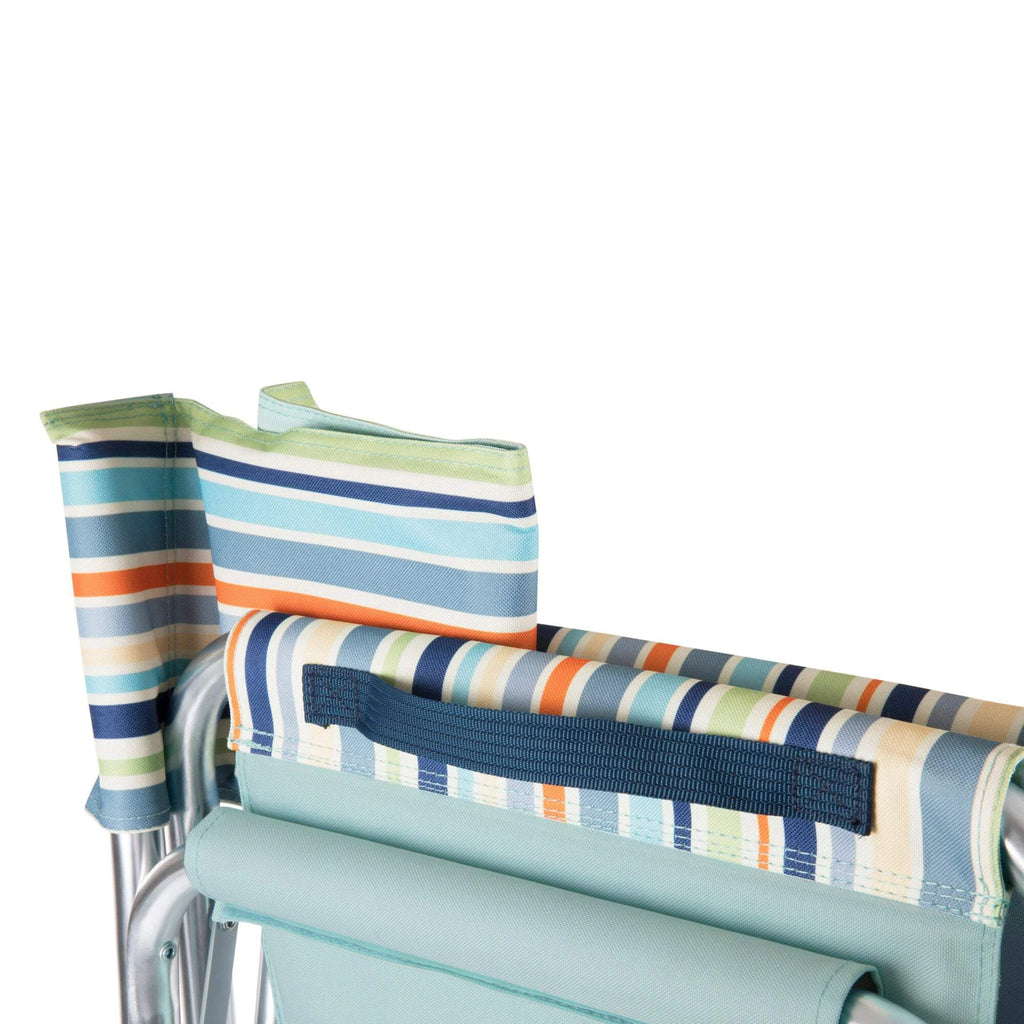 Sky Blue Sports Chair with Multi Stripe Pattern N847