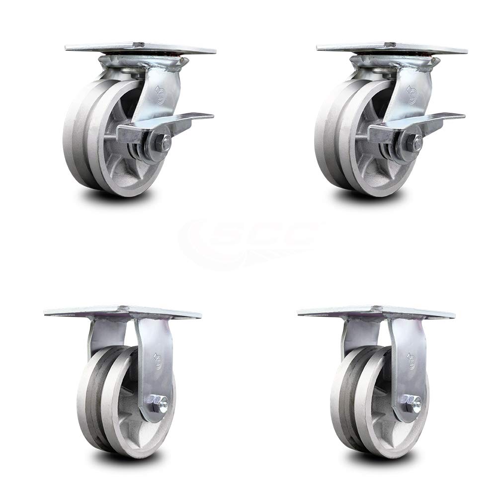 Heavy Duty Swivel Caster with 8 x 2 Silver Wheel, Pack of 2 E29046