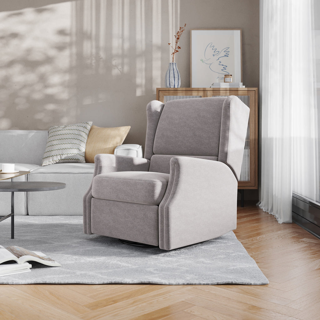 Light Gray Swivel Glider Rocker Recliner Chair O834491