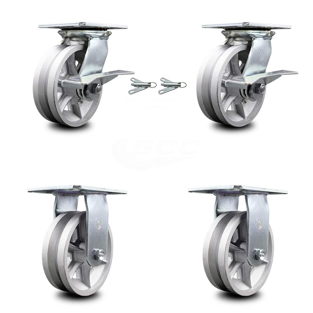 Heavy Duty Swivel Caster with 8 x 2 Silver Wheel, Pack of 2 E29046