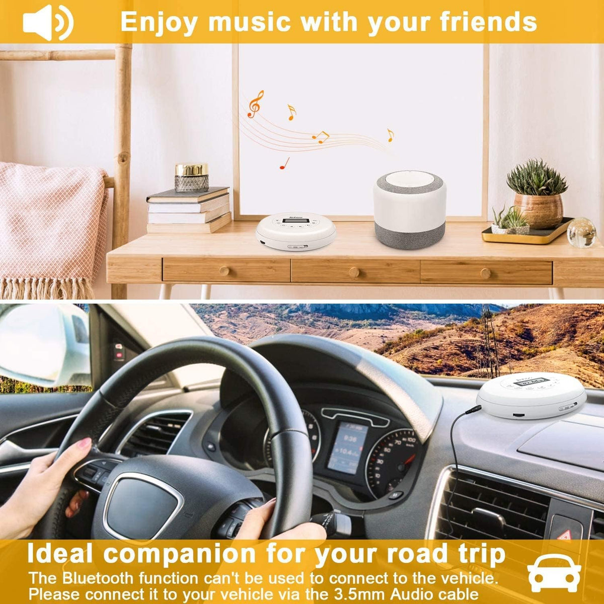Portable CD Player with Bluetooth, LCD Display, Pack of 2 Z1988