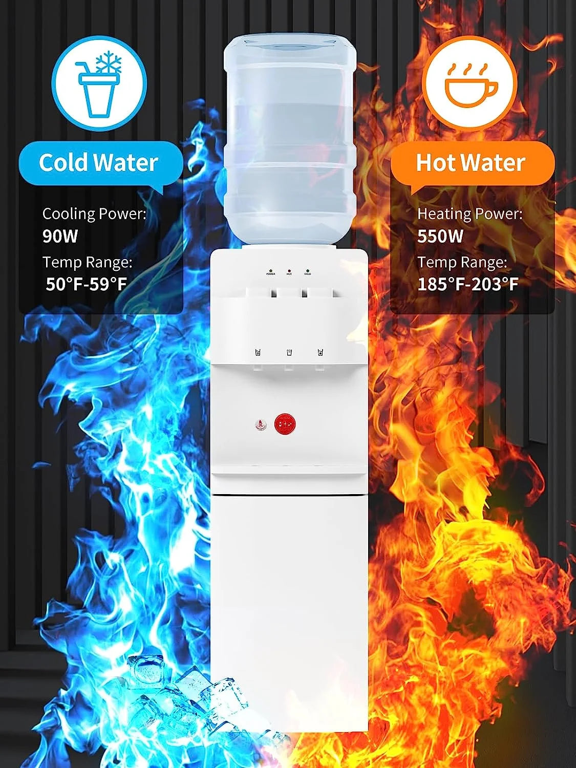 Top Loading Hot & Cold Water Cooler Dispenser White D194092