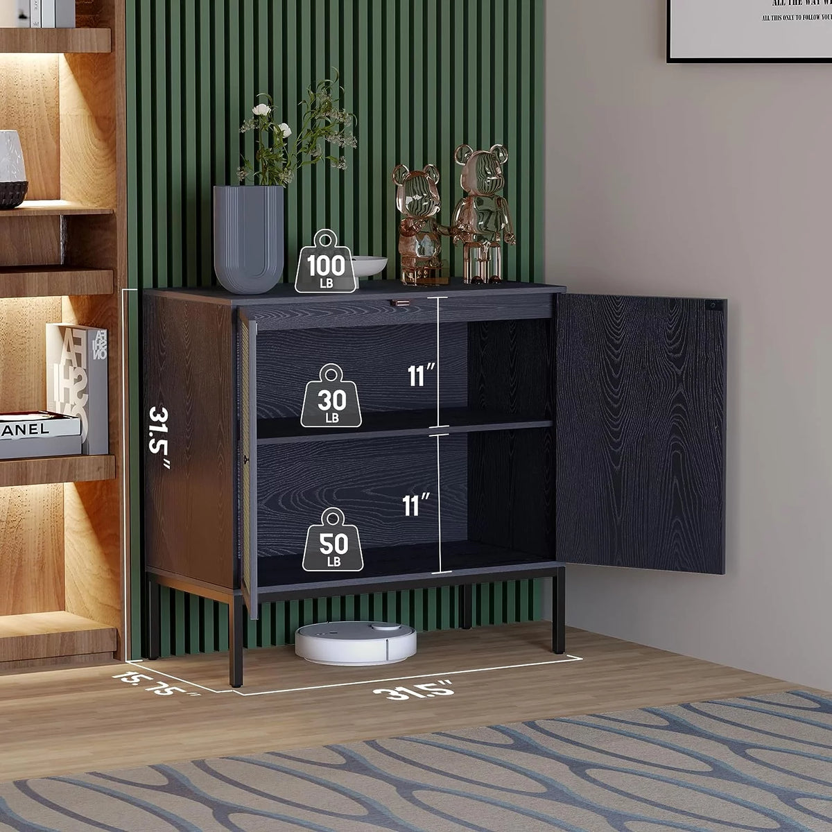 Black Rattan Storage Cabinet C59486