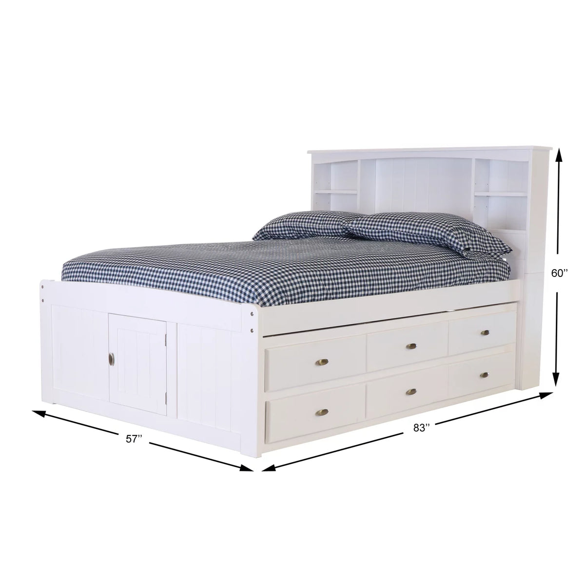 Solid Pine Bookcase Bed in Casual White C966