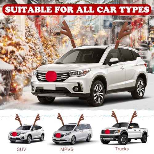 Car Reindeer Antler Kit Nose and Tail Christmas Decoration Set T56821