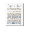 Lake Rules Typography Rustic Vacation Cabin Sign Canvas Wall Art, 24 x 30 D84151
