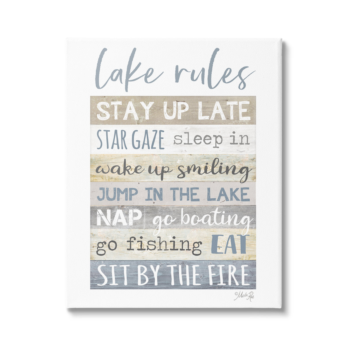 Lake Rules Typography Rustic Vacation Cabin Sign Canvas Wall Art, 24 x 30 D84151