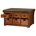 Storage Bench with Baskets in Antique Oak O39890