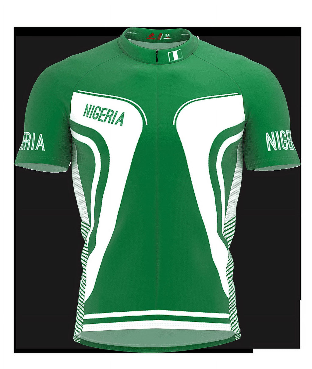 Nigeria Full Zipper Bike Short Sleeve Cycling Jersey for Men - Size XS J287