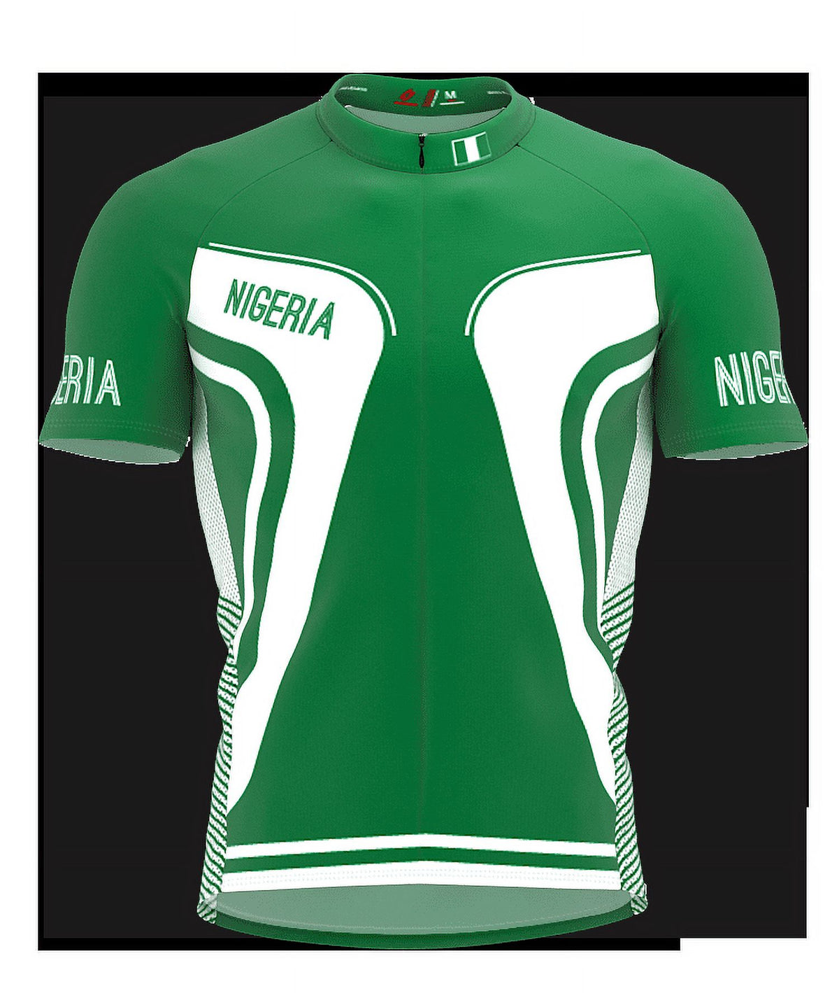 Nigeria Full Zipper Bike Short Sleeve Cycling Jersey for Men - Size XS J287