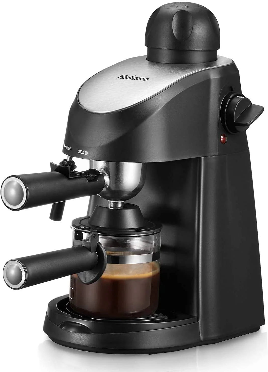 3.5 Bar 4 Cup Steam Espresso Cappuccino Maker with Milk Frother, Black D8667
