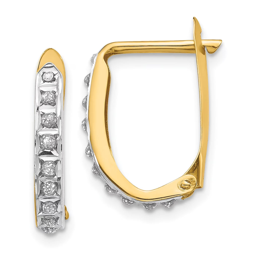 14K Yellow Gold Diamond Hinged Hoop Earrings U3500