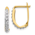 14K Yellow Gold Diamond Hinged Hoop Earrings U3500