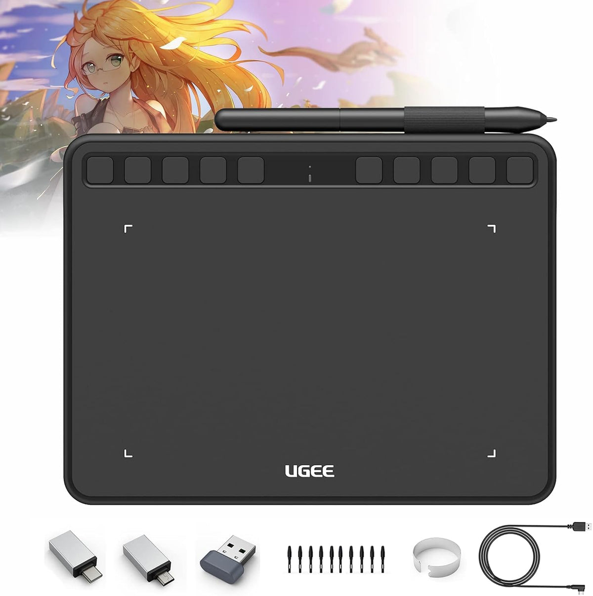 Wireless Graphics Drawing Tablet 6x4 Inch with Battery-Free Stylus N738