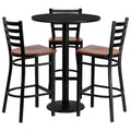 Round Laminate Table Set with 3 Ladder Back Metal Bars Y6243