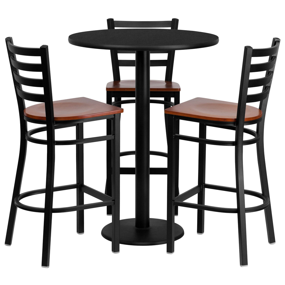 Round Laminate Table Set with 3 Ladder Back Metal Bars Y6243