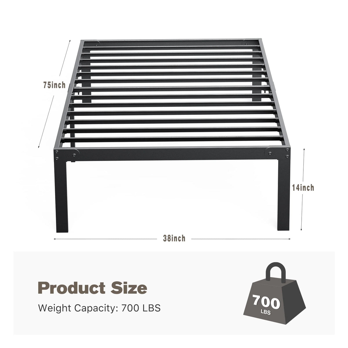 Full Size Heavy Duty Platform Bed Frame with Underbed Storage U36932
