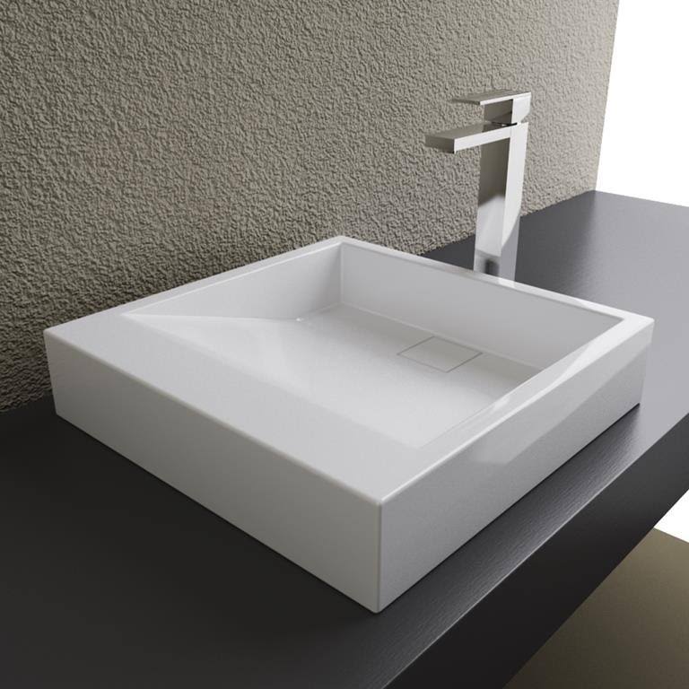 White Solid Surface Above Counter Bathroom Sink Q734