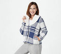 Royal Plaid Shearling Cardi J6401