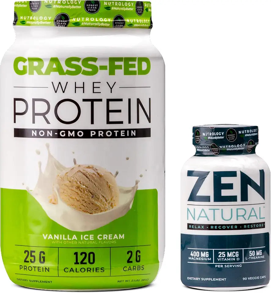 Grass Fed Whey Protein Powder Vanilla Ice Cream Flavor 28 Servings F77242