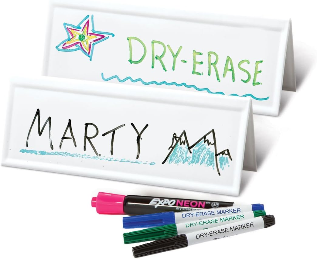 White Dry-Erase Name Tent Cards, 8.75 x 3, 10 Pack N43099