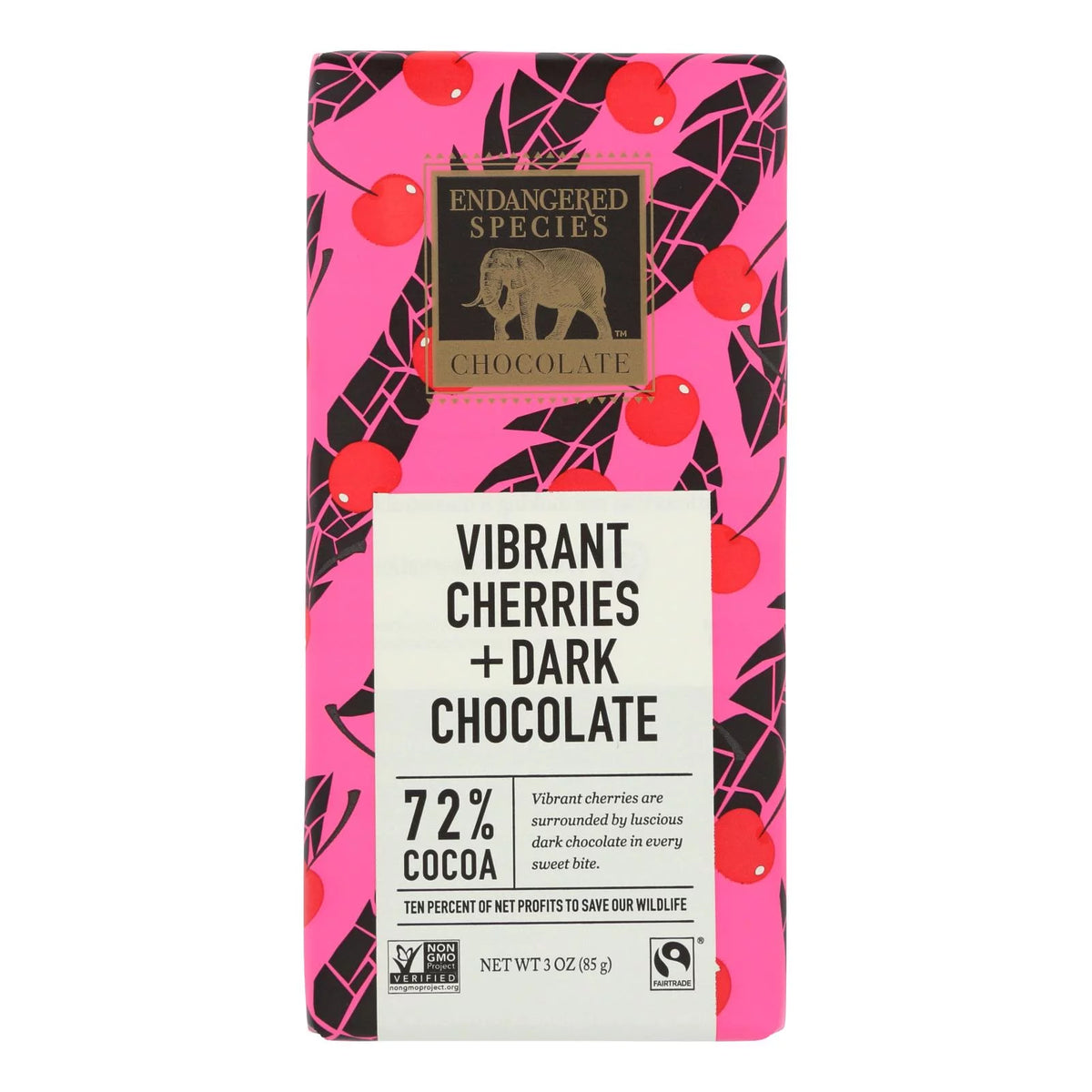 Dark Chocolate 72 Percent Cocoa Cherries 3 oz Bars S63178