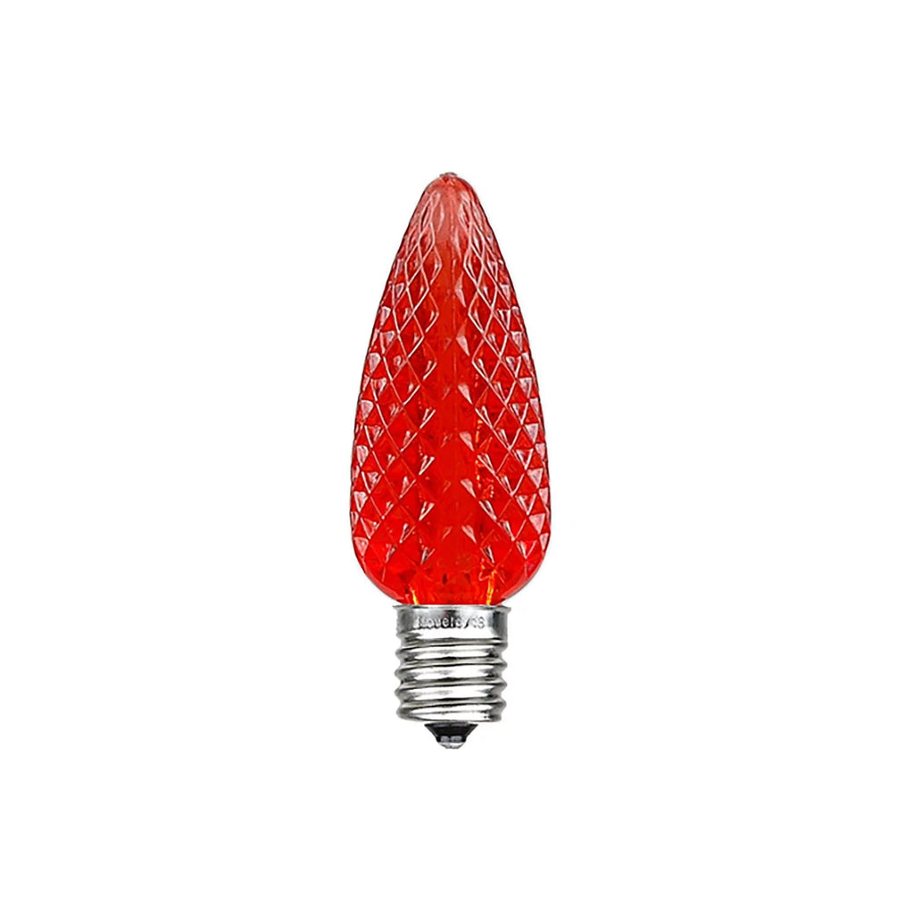 25 Pack C9 LED Faceted Dimmable Outdoor Christmas Replacement Bulbs, Red Z265