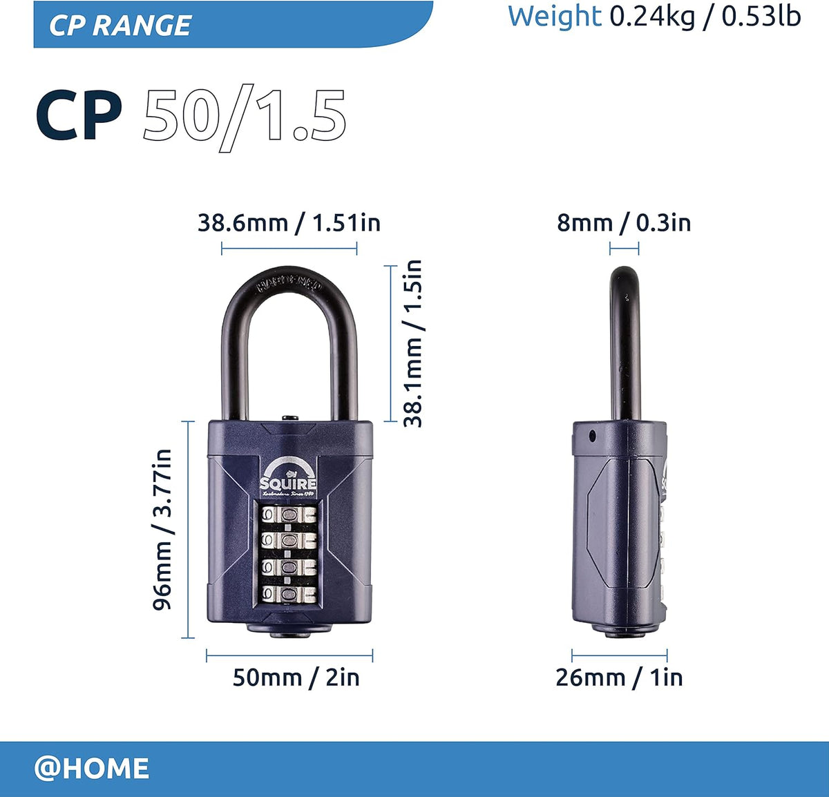 Blue 50 mm Alloy Steel 4 Wheel Combination Padlock, Pack of 2 P133949